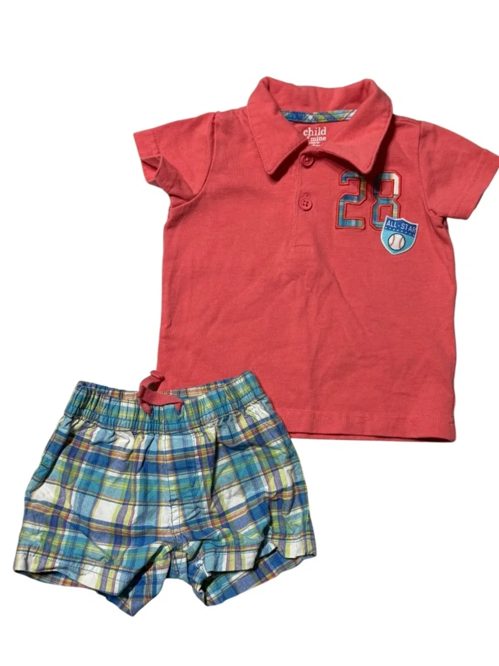 Carter's Baby Boy Polo and Shorts Plaid Outfit Size 0-3 Months